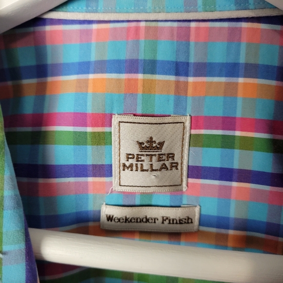 Peter Millar Weekender Finish Multicolored Plaid Button-Down Shirt - Picture 6 of 11